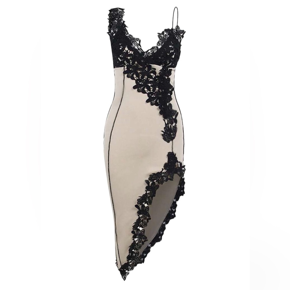 Asymmetrical Appliqué Dress